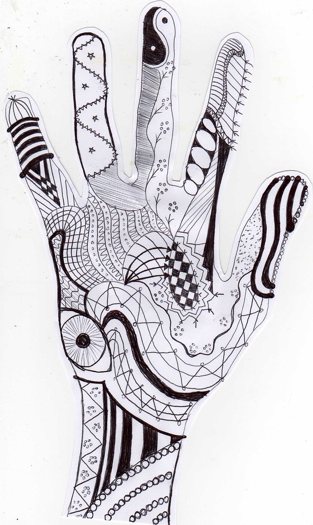zentangled hand | I drew around my hand and then zentangled … | *mojo ...