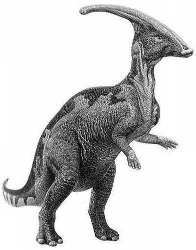 dinosaur with long bone on head