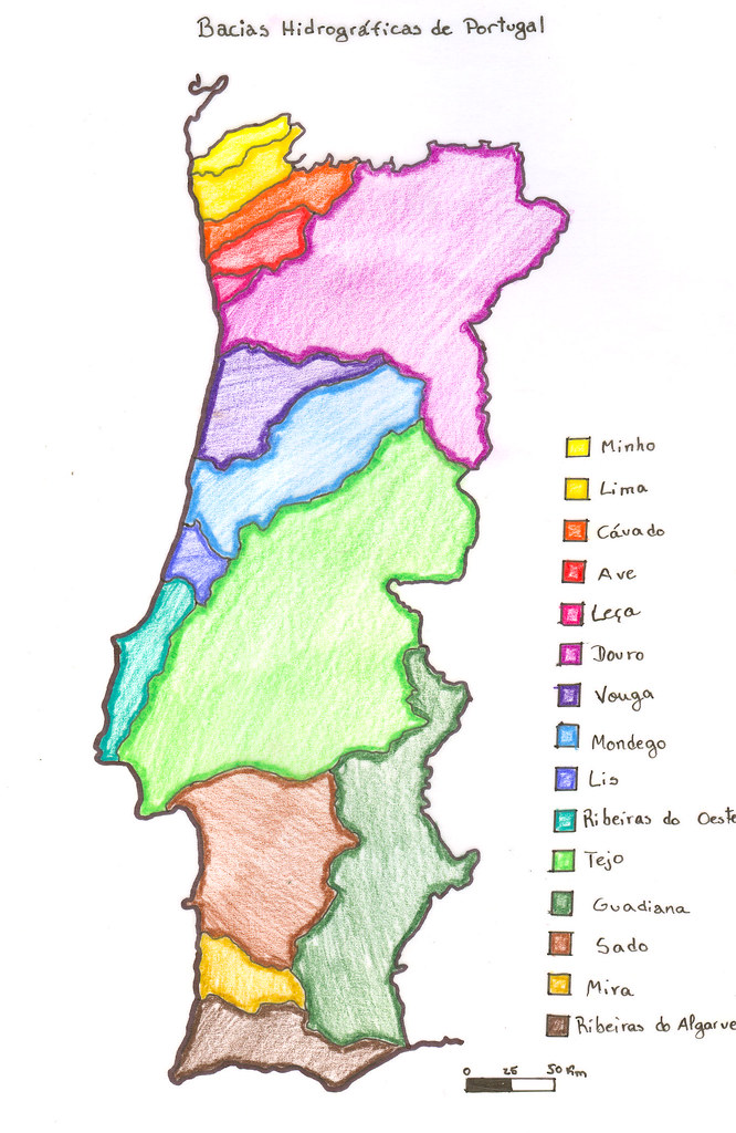 Bacias Hidrográficas de Portugal Mapa produzido pelo