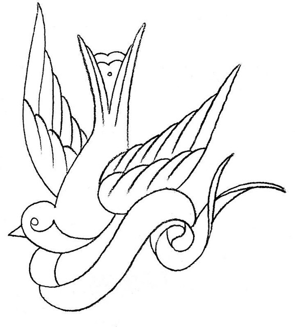 Swallow Tattoo Line Drawing : Dawn s sparrow tattoo firebellydesign flickr