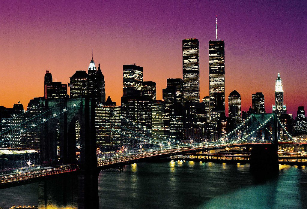 New York City Skyline with Brooklyn Bridge & WTC | Classic o… | Flickr