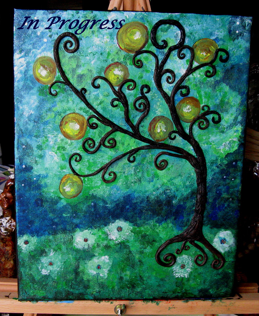 Mixed media tree art | I'm STILL working on this one. Finall… | Flickr