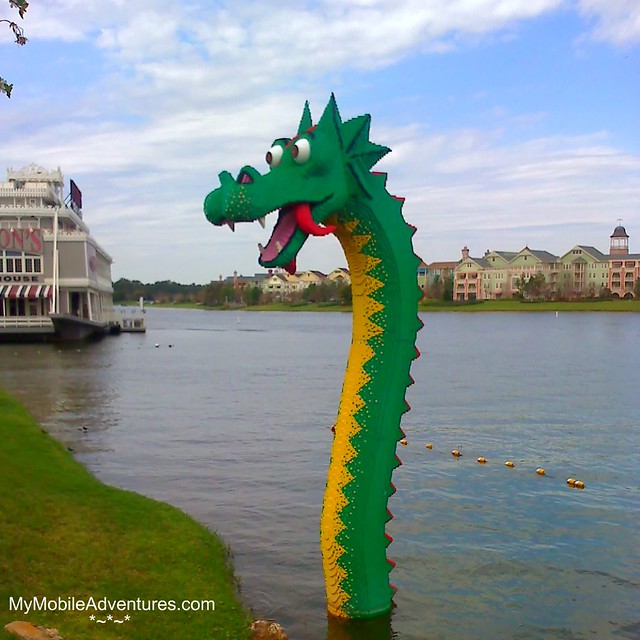 lego dragon at downtown disney