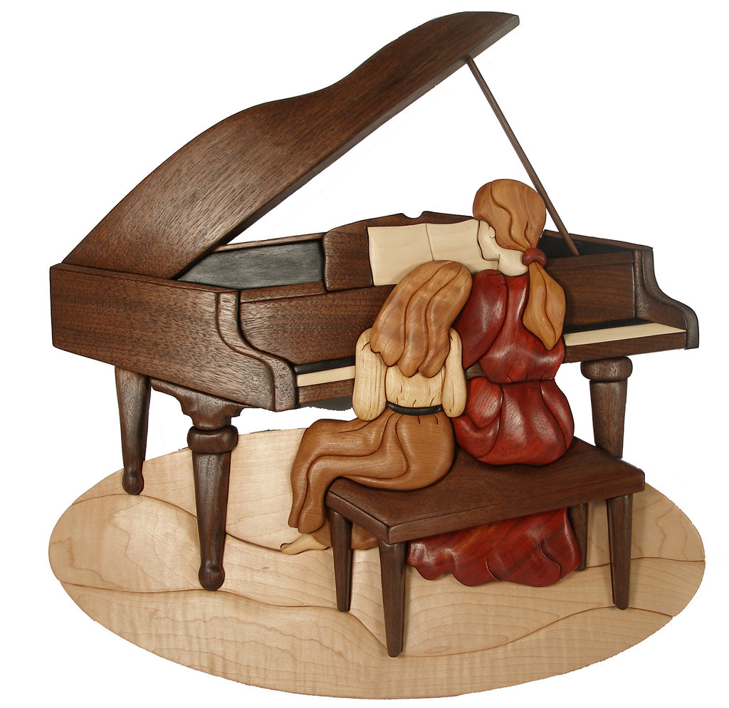 Intarsia Piano Girls | Intarsia Pattern and piece designed ...