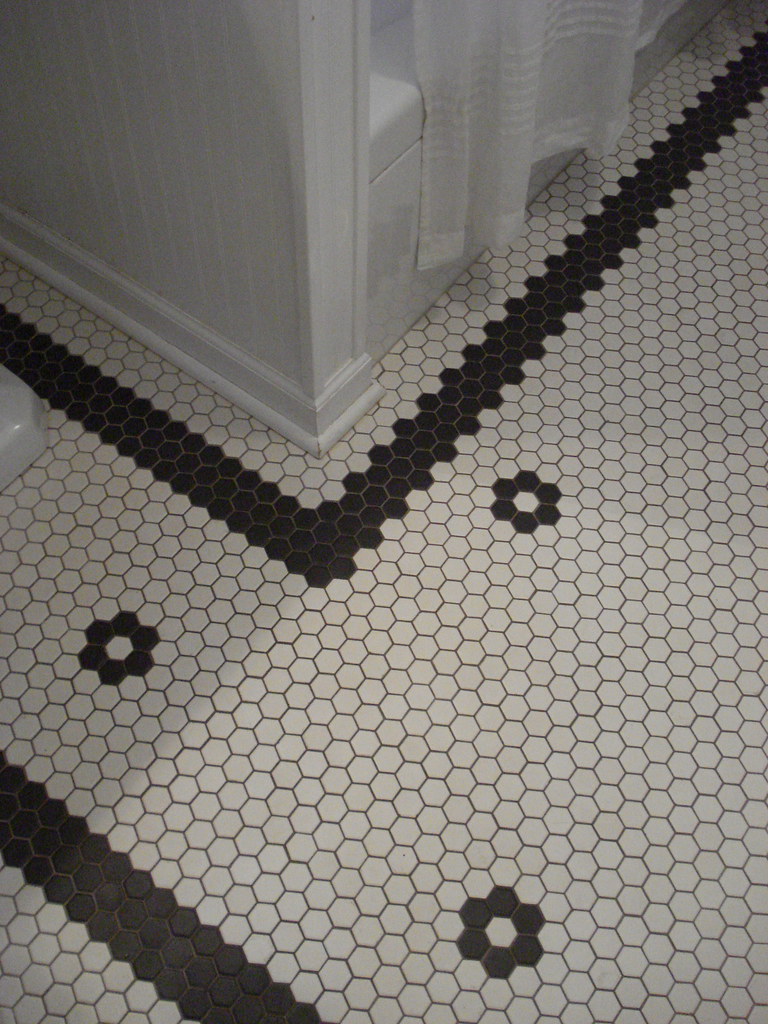 Custom hex-tile floor | Custom pattern in new, vintage-style… | Flickr