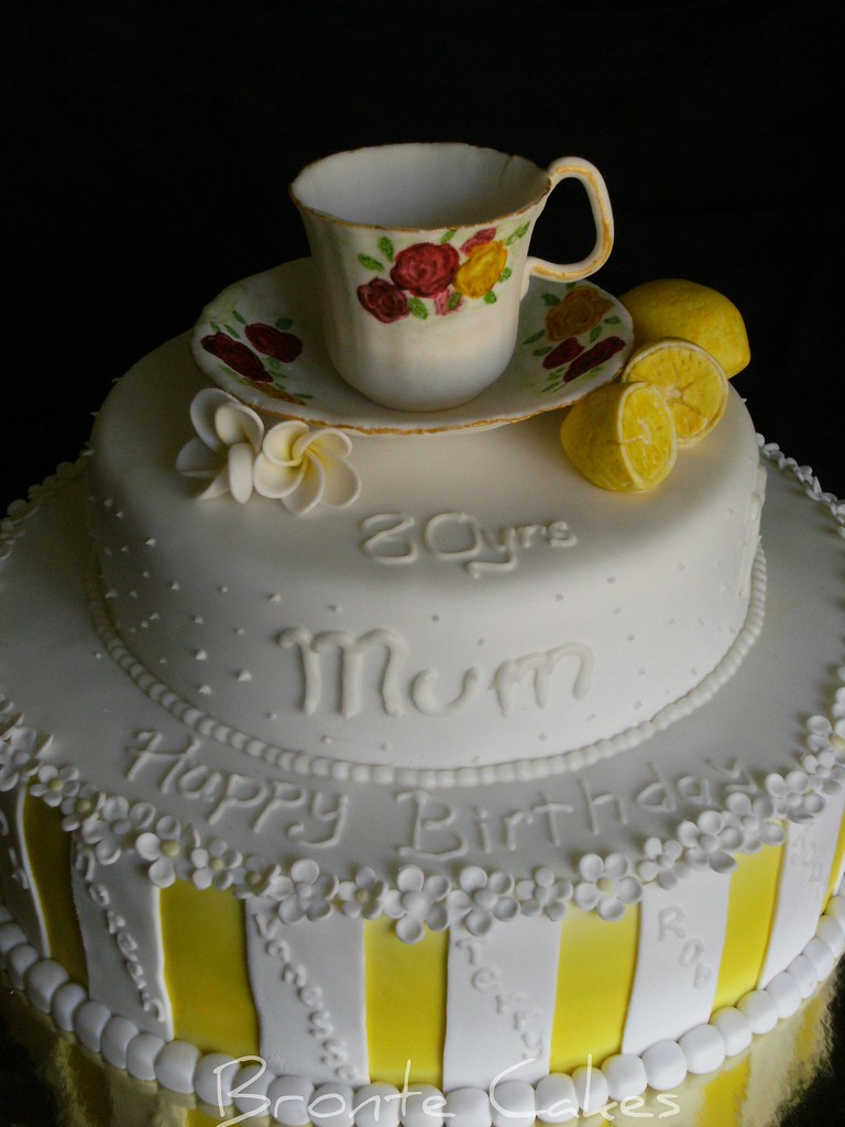 Tea cup 80th birthday cake | Huge 12inch base with 9inch top… | Flickr