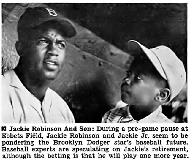 Jackie Robinson and son Jackie, Jr at Ebbets Field - Jet M… | Flickr