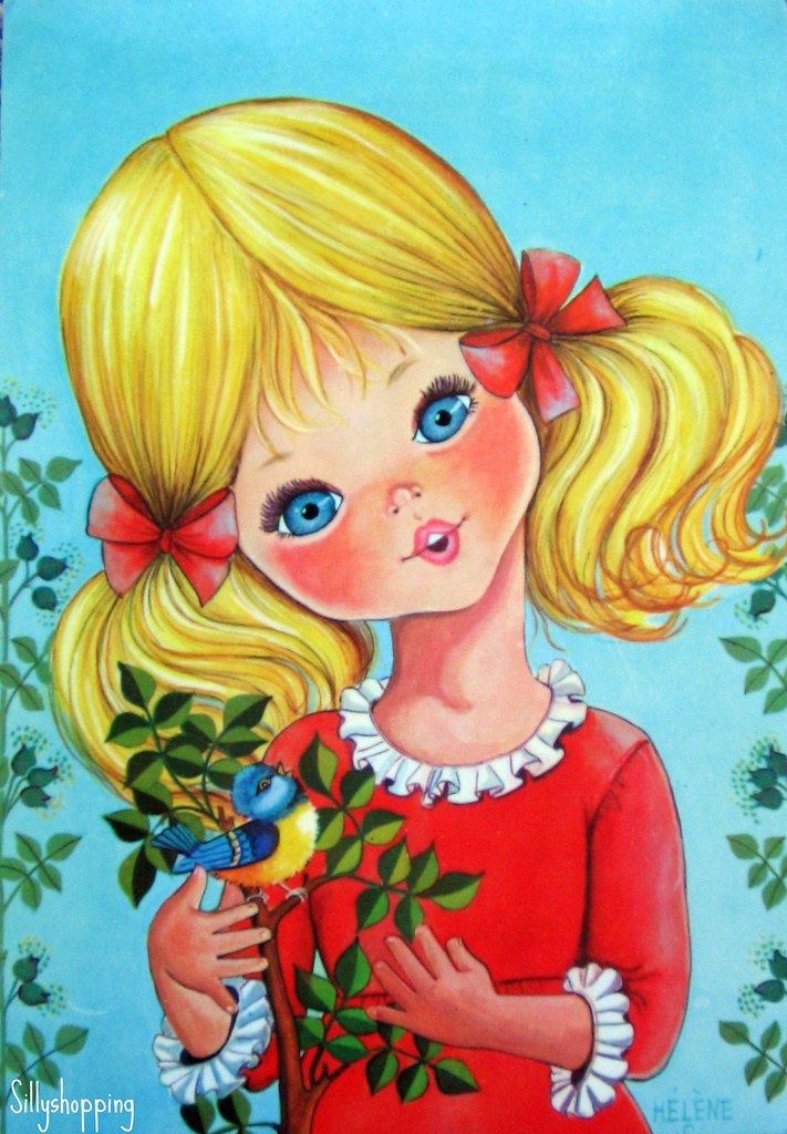 Vintage Big Eyed Girl Postcard | by Hélène | Sillyshopping | Flickr