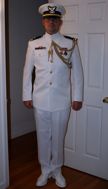 service dress whites | Brian wearing his Admiral's Aid cord ...
