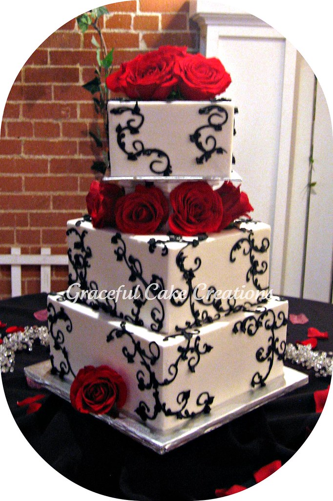 Ivy and Rose Square Wedding Cake  Flickr  Photo Sharing!