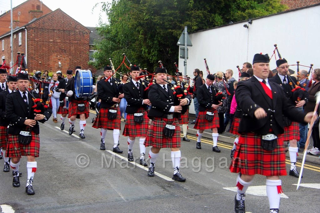 A pipe band at the Heart of the Forest Festival