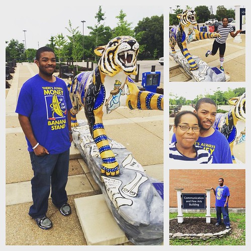 We went to visit #UofMemphis. I'd never been and that's where @fueledxrunning went to school! I like all the #tigers on campus. This tiger had #Elvis on it but there were lots of different variations.