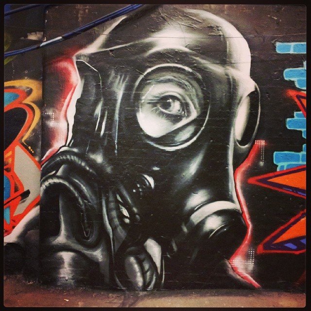 Gas Mask Graffiti | A suitable subject given the amount of p… | Flickr