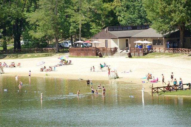 Families have been enjoying this mountain beach for generations at Hungry Mother State Park