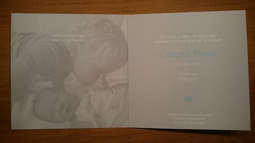 Geboortekaartje Casper Vincent