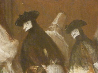 Detalle de una fiesta de máscaras en Venecia en un cuadro de Ca'Rezzonico