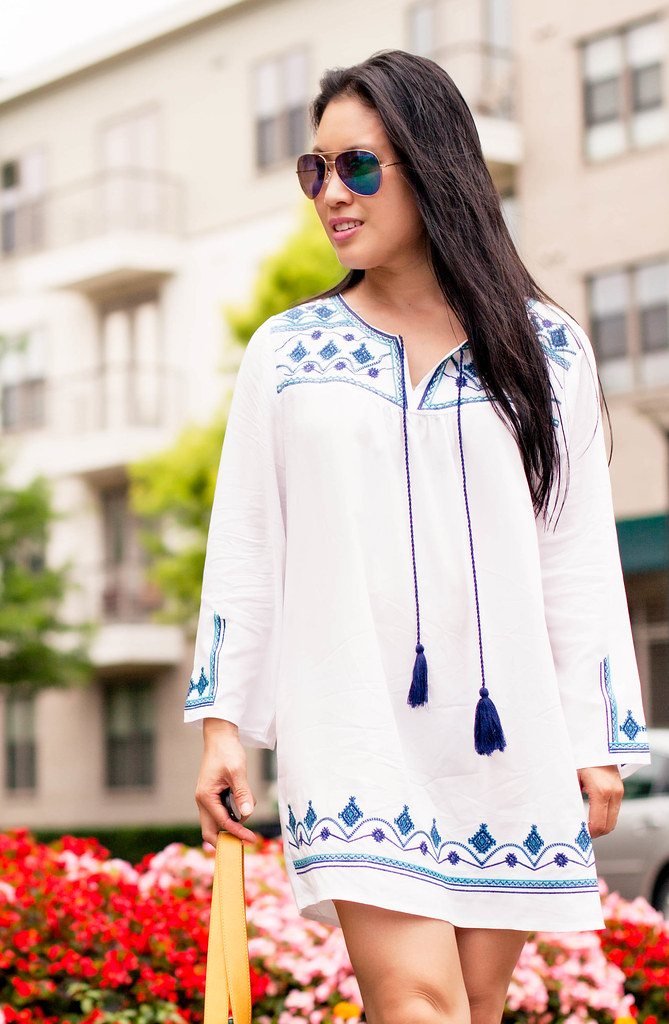cute & little blog | petite fashion | embroidered beach cover up tassel dress | summer outfit
