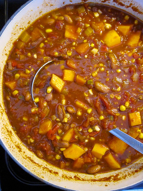 3 Sisters Vegetarian Chili, with Winter Squash, Corn and Beans