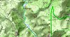 Carte du tracé du parcours du sentier depuis le pont de Marionu par Costa di Barola et l'extrémité de la piste des miradors et la descente par Piscia Cava