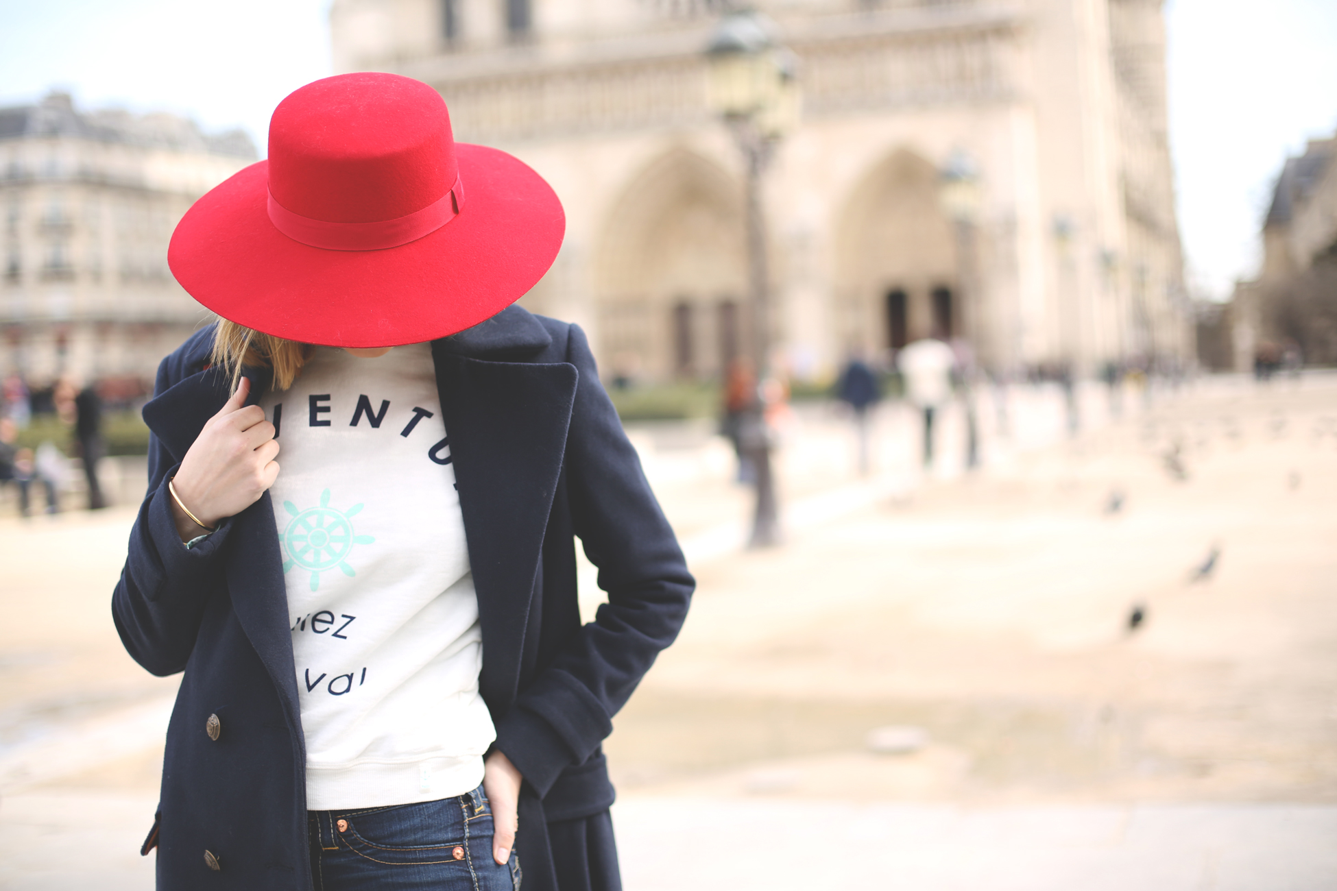 fashion blog, fashion week, paris, maxi hat, blonde girl, blue coat, love, ...