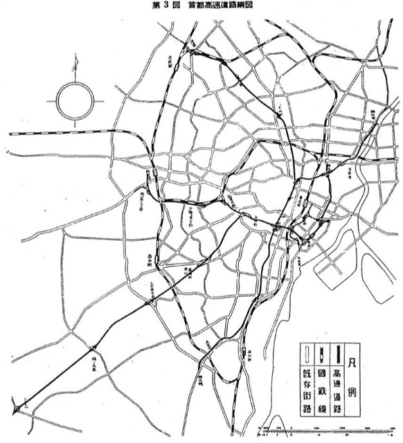 昭和28年の首都高速道路計画図