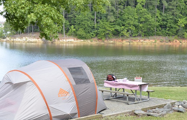 Camping at Occoneechee State Park and the Kerr Reservoir also called Buggs Island Lake in Southside Virginia