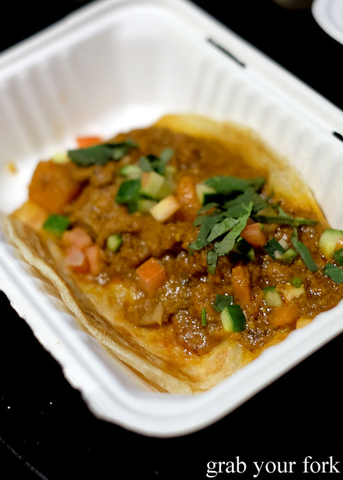 Roti chicken with sweet potato from Yang's Malaysian Food Truck in Sydney