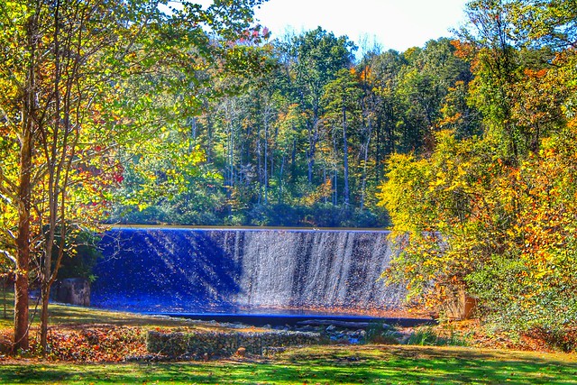 The dam on Bear Creek Lake last fall - at Bear Creek Lake State Park, Virginia 
