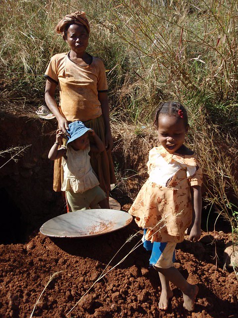 Mom and daughters mining for gold in Ghana