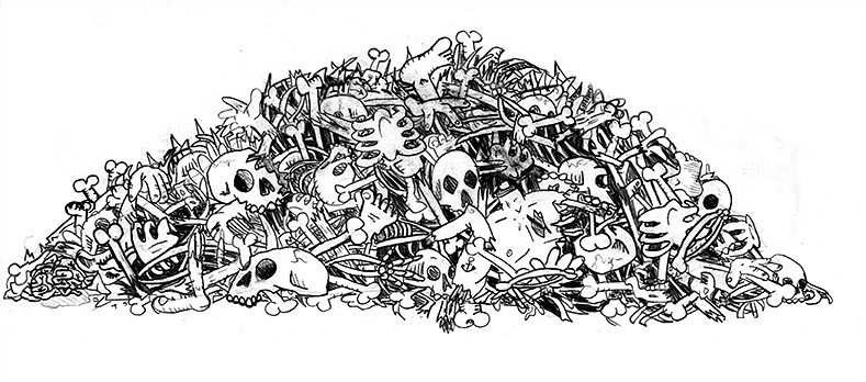 Pile of Bones | Skeleton drawings, Skeleton illustration, Bone drawing