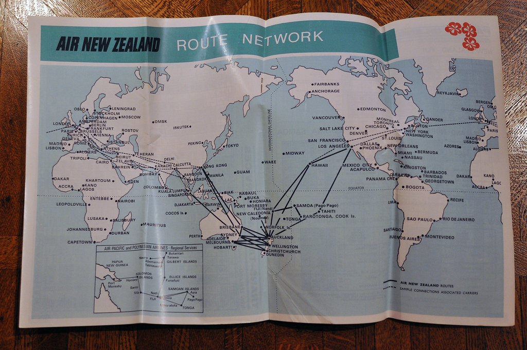 Air New Zealand Route Map 1972 | They had a very contained ...