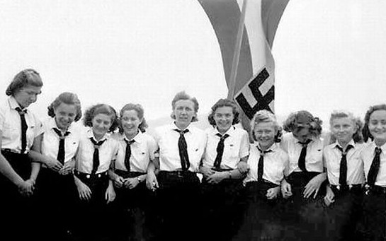 BDM girls and German soldier, Second World War, 1940s. at Science and Society Picture Library