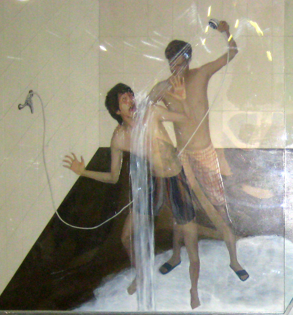 Two Young Men Showering Together Art work in an exhibit ... from c2.staticf...