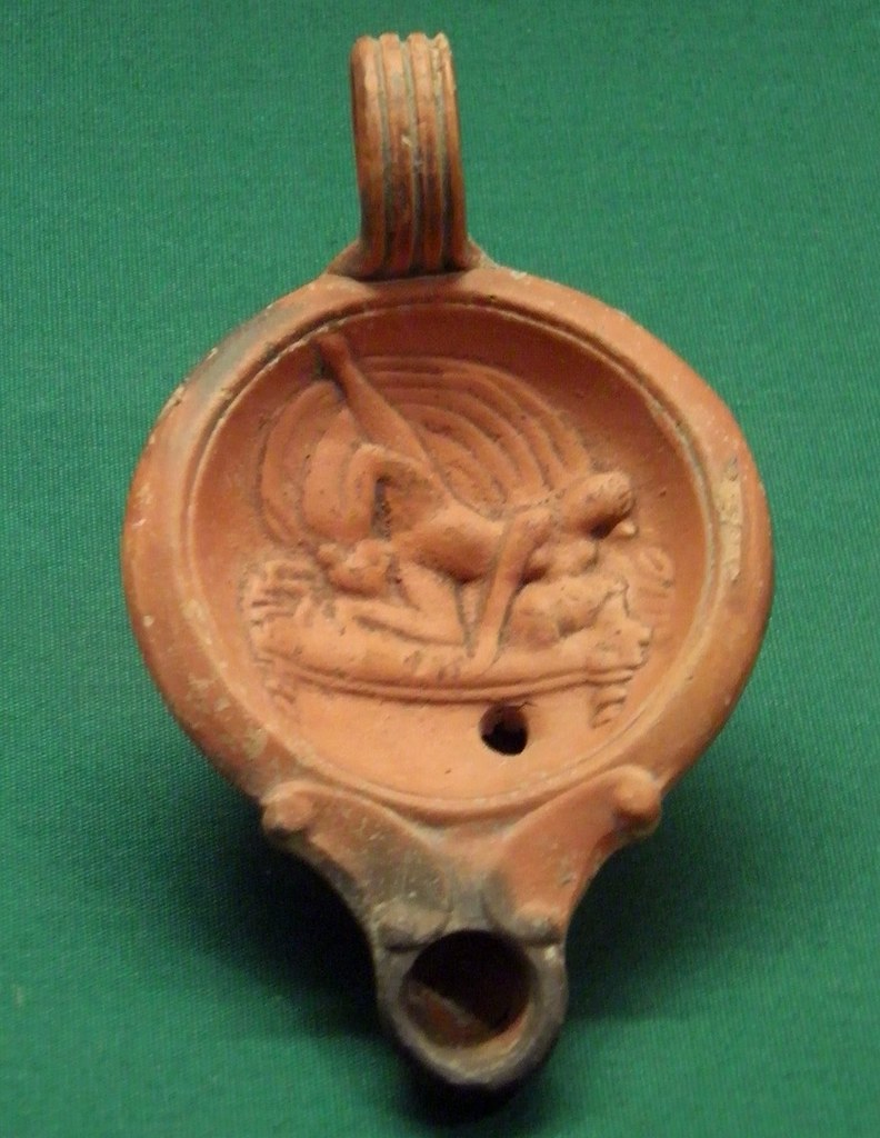 Pottery Lamp Showing Two Women Engaged In Oral Sex Cunnil -3993