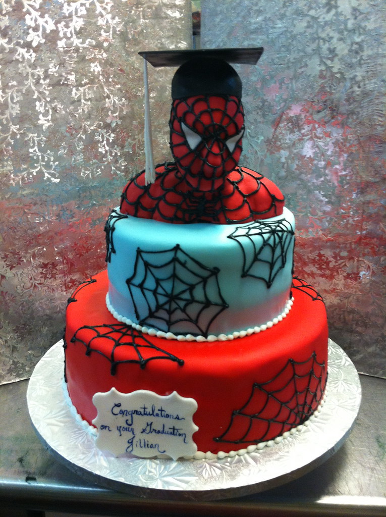 Spiderman Graduation! | This unique graduation cake is cover… | Flickr