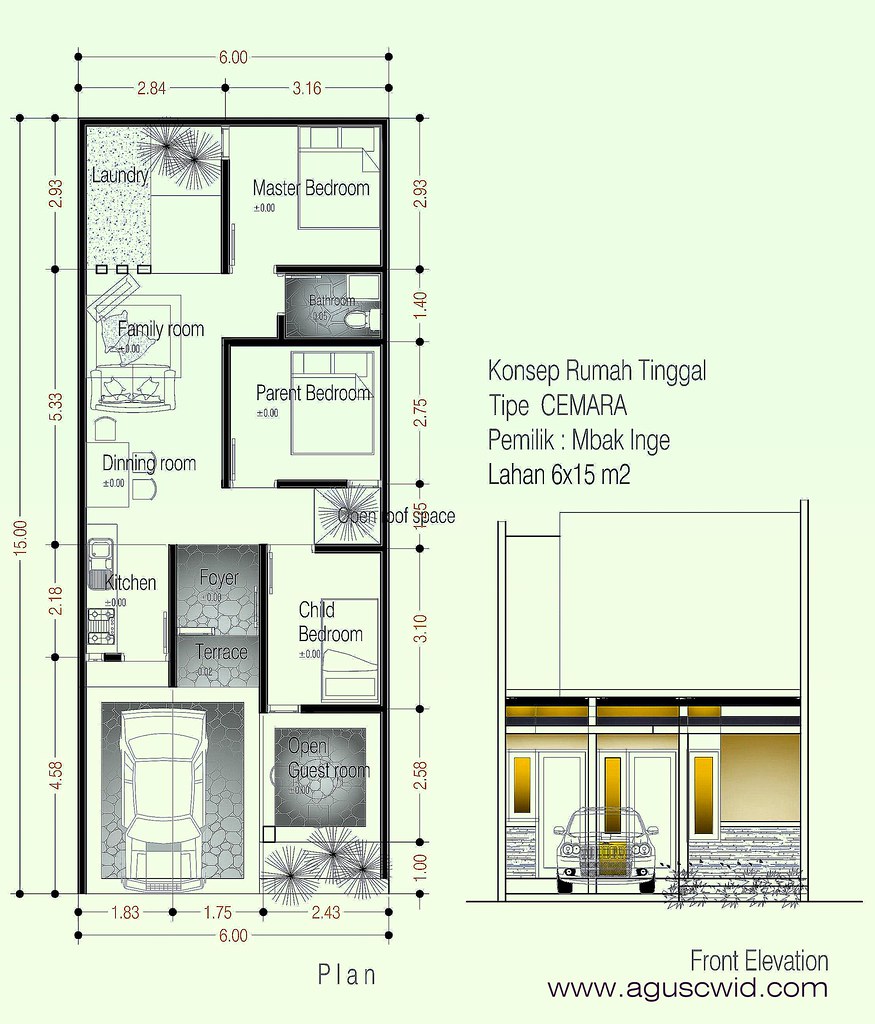 Desain Rumah Minimalis 5x15 Satu Lantai
