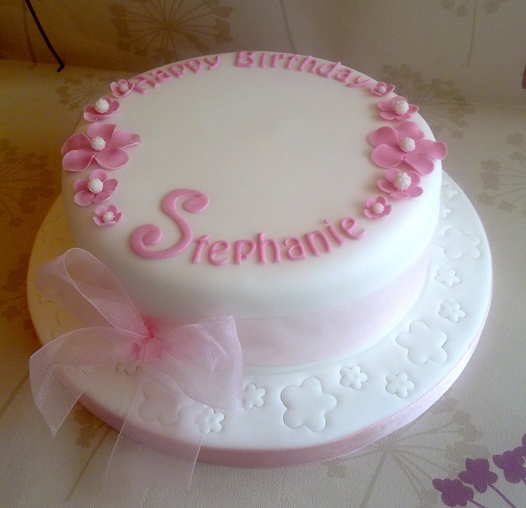 Simple White & Pink Birthday Cake | www ...