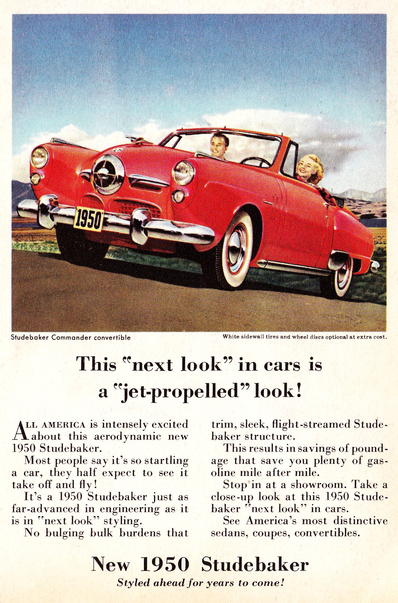 1950 Studebaker Commander Convertible - published in 'Coronet' - January 1950