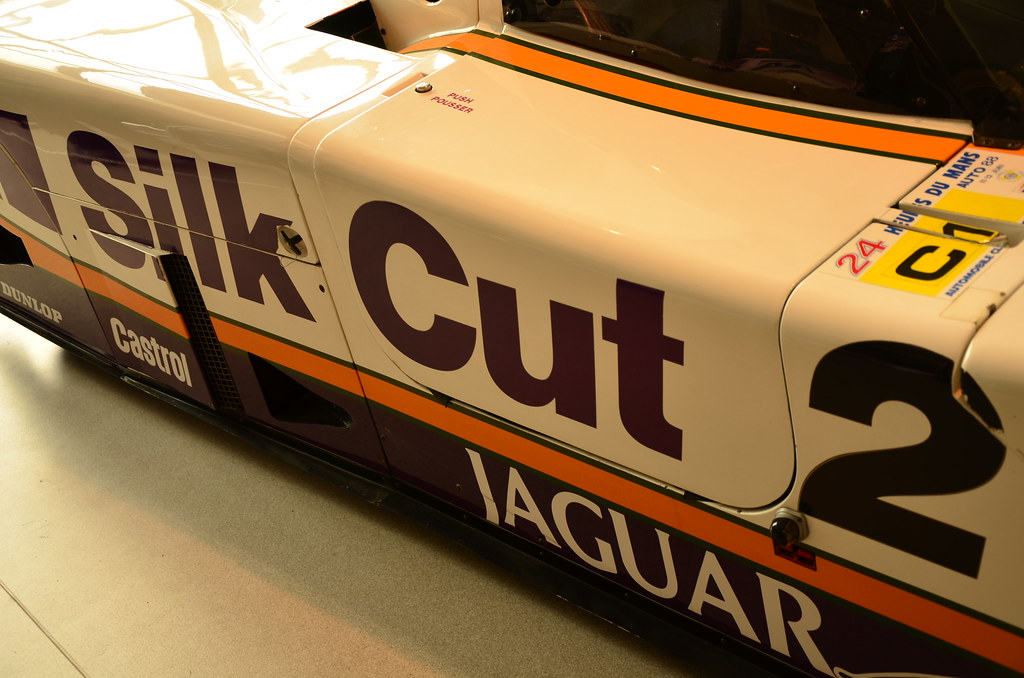 Silk Cut logo on the side of the 1988 Le Mans Jaguar XJR 8 ...