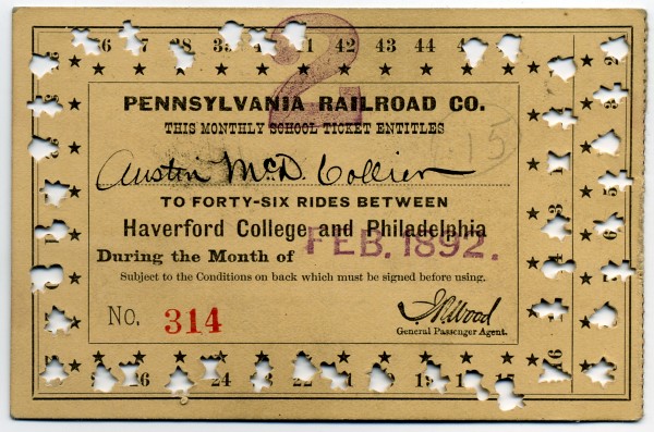 Pennsylvania Railroad Monthly School Ticket 1892 | 