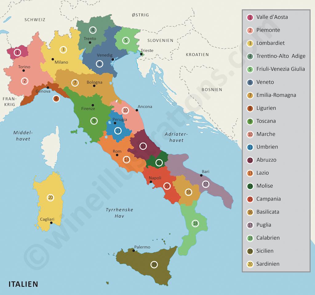 Italy's 20 regions | Created for the Danish wine importer Vi… | Wine