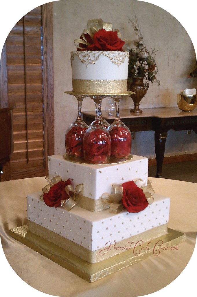 Elegant Ivory and Gold Wedding Cake Grace Tari Flickr