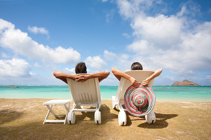 couple vacation relax hawaii couple relaxing together in