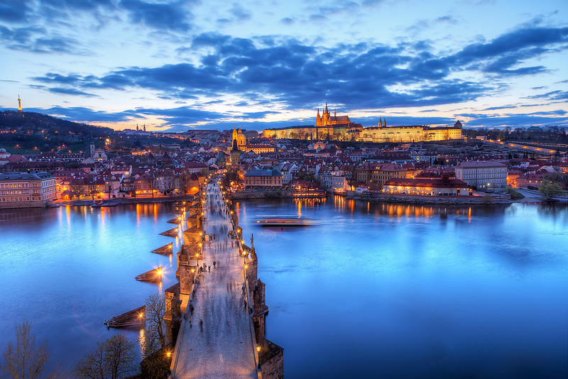 The blue sunset in Prague