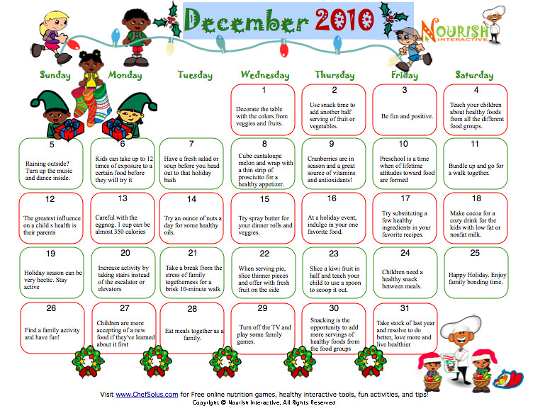 Printable December Healthy Family Tips Calendar | Print this\u2026 | Flickr