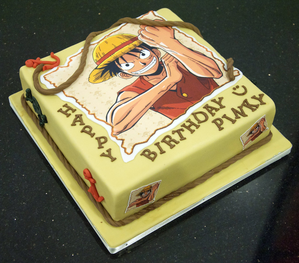 BC4012 - anime cake | An 8" square birthday cake featuring ...