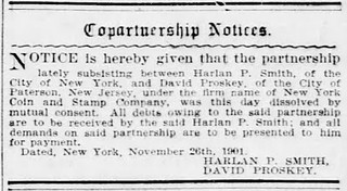 NY Tribune, Nov 30, 1901, Sat, p.15 Smith Proskey copartnership dissolution