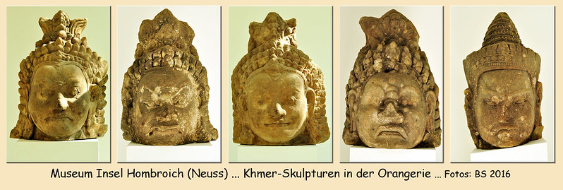 Museum Insel Hombroich bei Neuss (NRW) ... Khmer-Skulpturen in der Orangerie - Fotos und Collage: Brigitte Stolle 2016