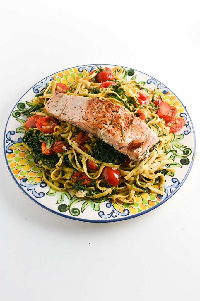 Salmon Over Linguine with Agretti | Things I Made Today