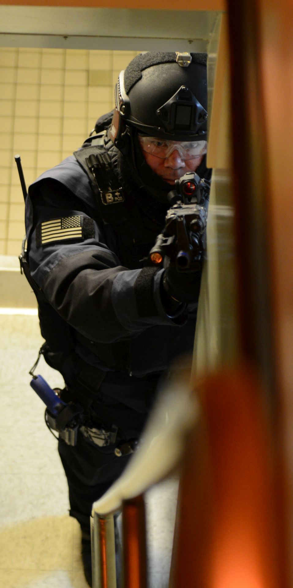A Coast Guardsman in MSST trains with the Royal Canadian Navy aboard a Canadian Coastal Defense vessel, 2015,